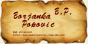 Borjanka Popović vizit kartica